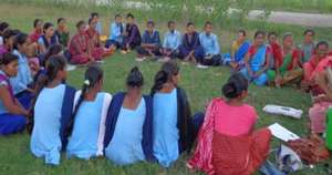 Girls at a monthly support meeting