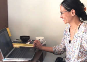 Head of Ankur, Chhori, wraps up an online session.