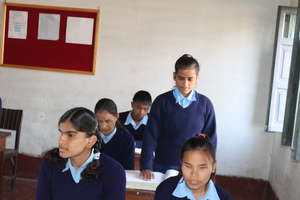 Blind students in a classroom in Nepal