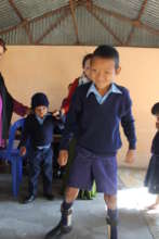 A leg brace does slow down this young boy