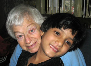 Olga with one of the girls at K House, NYOF’s home for the needy