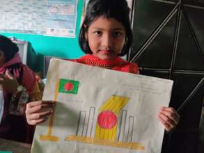 Students showing her picture