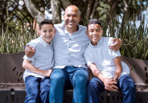 Stephen, with his sons, Santiago and Julian