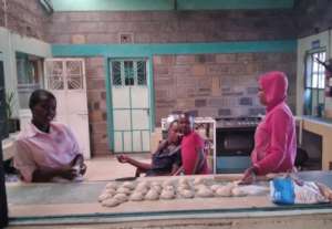 Some of our older girls in the kitchen