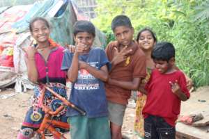 Children in one of the south Goa Slum _