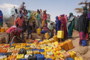 An Oxfam Water tank provides 16,000 litres per day
