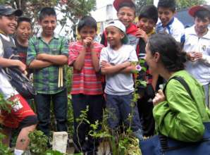 Kajib' No'j students welcoming FBTB volunteers