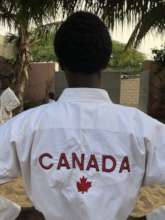 karateka wearing a donated uniform