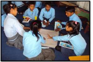 Children group work at school