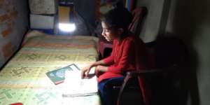 Students are continuing education using solar lamp