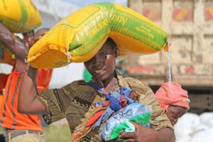 a women is carrying food