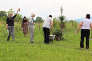 Volunteers working at the Peace Farm