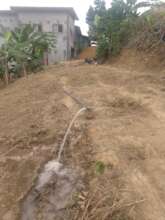 The flowing water from the borehole