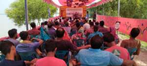 Local community are listening the speakers