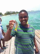 His first catch!