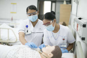 Students during a simulation practice