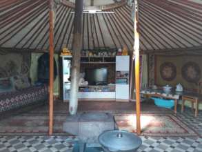 Inside the old yurt