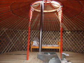 Bed and mattress in a ger