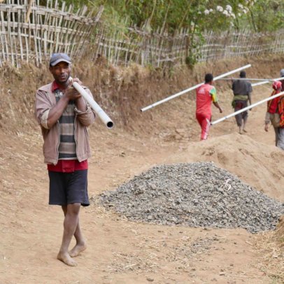 Materials arrive in the village