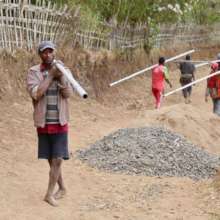 Materials arrive in the village