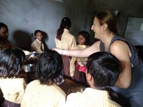 Distributing sweets