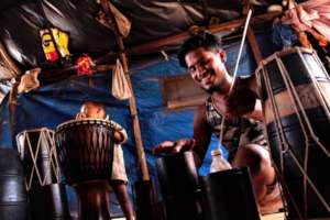 Shualab, back to his making of drums