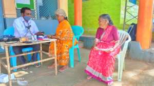 Nanchamma (in a red saree) at the e-consultation