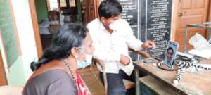 A patient receives e-consultation