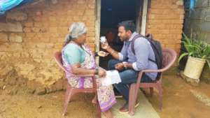Checking Naramamma's sugar level at her house
