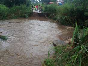 Flooded area, damaged a bridge near Makoba village