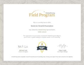 Global Giving Certificate, site visit june 2019
