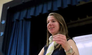 Music Teacher Heather Breene Conducts the Band