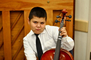 Student Javier Rocks on the Cello