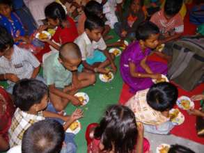 Children having their snacks
