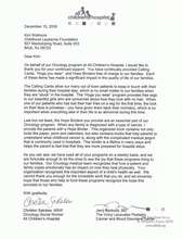 Letter from All Childrens Hospital