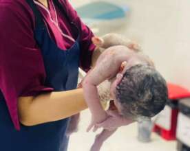 a newborn before it breaths