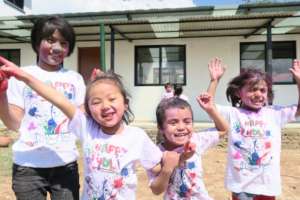 hope girls celebrating Spring Color festival