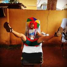 Jiri donating blood during his volunteering in UG