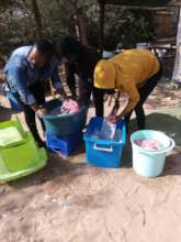Washing Covid-facemasks for the children
