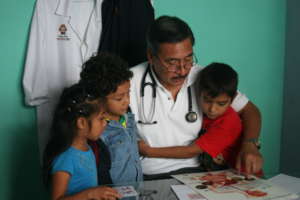 Our doctor helping young student.