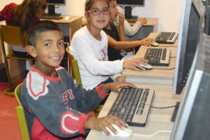 Students using the new computers