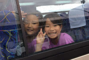 All smiles for the bus ride home