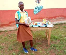 Manan with her new school materials