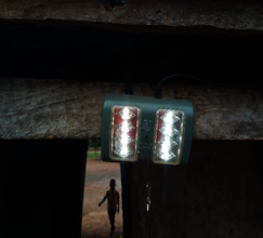 Installed solar lamp at home for child reading