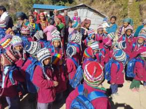 Children with colourful hats