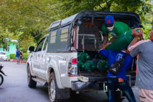 Mobile clinic used to deliver oxygen cilynders