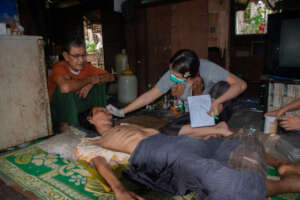 Patient visited with his family