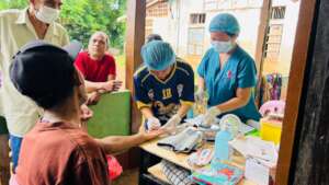 mobile clinic visit with nurse and CHV
