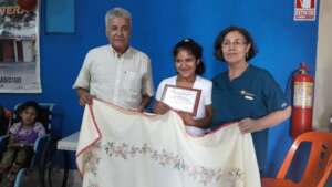 Miriam shows her sewing skills