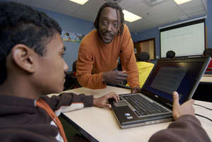 Students use laptop computers